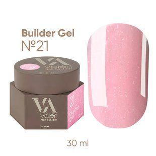 Гель камуфлюючий для нарощування нігтів, Valeri Builder Gel, №21, рожевий з шиммером, 30 мл NVBG30-021 фото