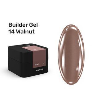 Гель камуфлюючий для нарощування нігтів, BIBLIOTEKA Builder Gel, №14 Walnut, горіхово-коричневий, 30 мл 00-00005045 фото