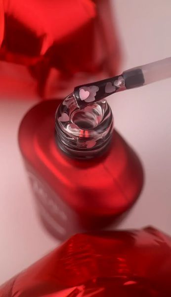 Топ для гель-лака без липкого слоя, Roks Crazy in Love Pink Top, прозрачный с розовыми сердечками, 8 мл 5903500000028 фото