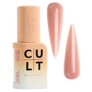 Гель рідкий камуфлюючий для зміцнення нігтів, Cult Bottle Gel, №008 Dusty Peach, бежево-персиковий, 13 мл 1208 фото