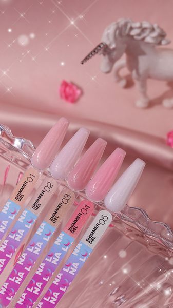 Гель камуфлюючий для нарощування нігтів, LUNAmoon Shimmer Gel, №02, молочно-рожевий з шиммером, 30 мл 323-5424-1583 фото