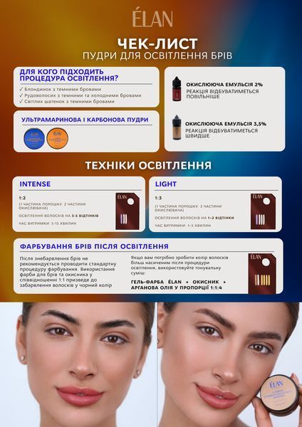 Пудра карбонова для освітлення брів,&nbsp;ELAN&nbsp;Carbon Eyebrow Bleaching Powder, 10 грам 1100500 фото