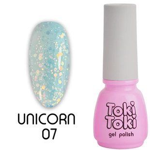 Гель-лак для нігтів, Toki-Toki Unicorn, №UN07, колір: прозоро-бірюзовий з блискітками, 5 мл 2002UN07 фото