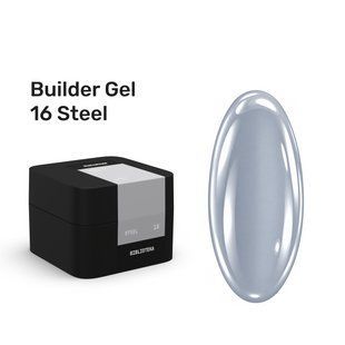 Гель камуфлюючий для нарощування нігтів, BIBLIOTEKA Builder Gel, №16 Steel, світло-сірий, 30 мл 00-00005047 фото