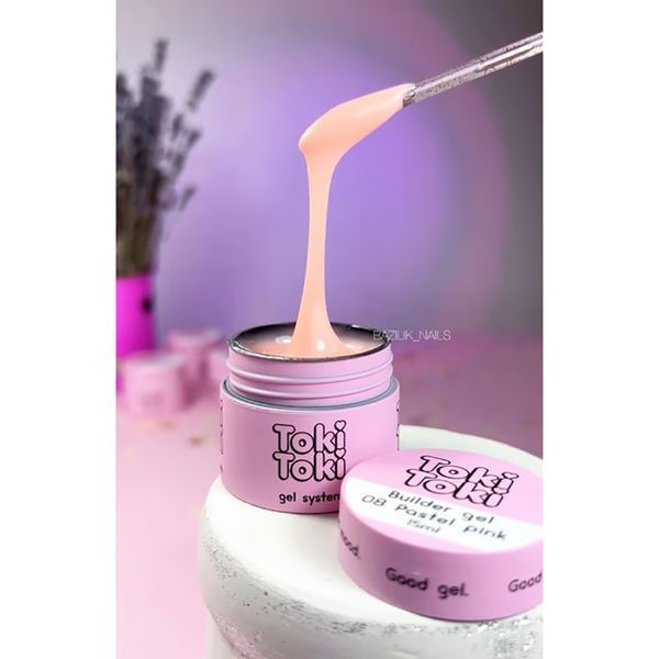 Гель камуфлюючий&nbsp;для нарощування нігтів, Toki-Toki Builder Gel, №08, Pastel Pink (персиковий), 15 мл 2002BLG08 фото