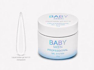 Гель рідкий для зміцнення нігтів, Baby&nbsp;Moon Liquid&nbsp;Builder Gel 4in1, №01, прозорий, 15 мл 5905123011559 фото