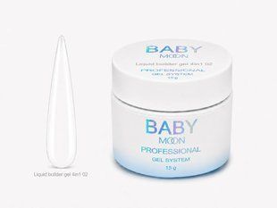 Гель рідкий камуфлюючий для зміцнення нігтів, Baby&nbsp;Moon Liquid&nbsp;Builder Gel 4in1, №02, білий, 15 мл 5905123011566 фото