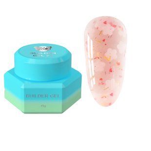 Гель камуфлюючий для нарощування нігтів, You Are Cute&nbsp;Builder Gel, №21, рожево-персиковий з квіточками, 15 мл 995-4870-1388 фото