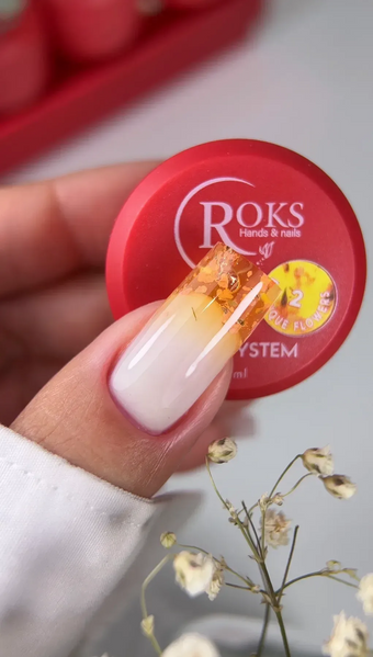 Гель с сухоцветами, Roks Boutigue Flowers Gel, №02, прозрачный с желтыми цветочками, 5 мл 5902000044020 фото