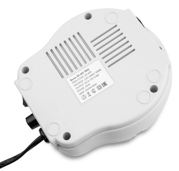 Фрезер для манікюру BUCOS ZS-601 PRO WHITE (35000/45W) + 6 покращених фрез, колір: білий 1736866721 фото