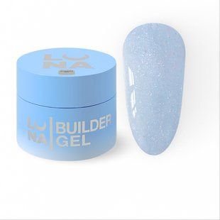 Гель камуфлюючий для нарощування нігтів, LUNAmoon Shimmer Gel, №07, блакитний з шиммером, 30 мл 323-6093-1775 фото