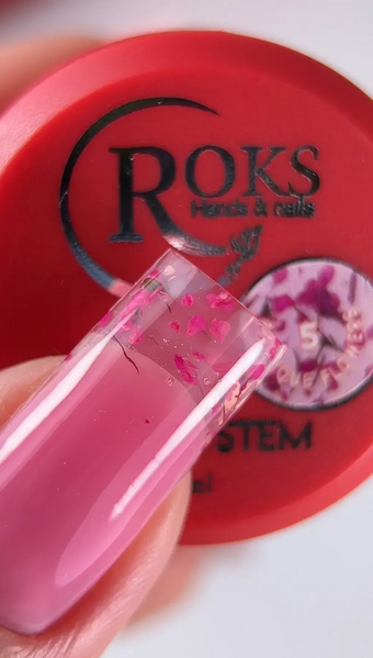 Гель с сухоцветами, Roks Boutigue Flowers Gel, №05, прозрачный с малиновыми цветочками, 5 мл 5902000044051 фото