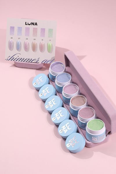 Гель камуфлирующий для наращивания ногтей, LUNAmoon Shimmer Gel, №09, бежевый с шиммером, 30 мл 323-6095-1777 фото