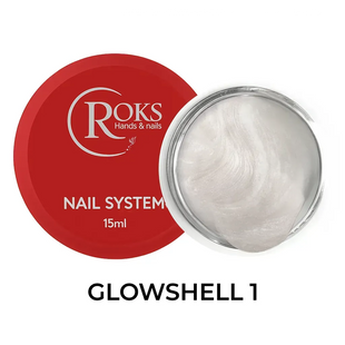 Гель камуфлюючий для нарощування нігтів, Roks Builder Gel Glowshell, №01, білий з перламутром, 15 мл 5903700000019 фото