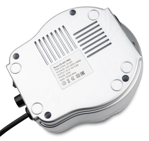 Фрезер для манікюру BUCOS ZS-601 PRO SILVER (35000/45W) + 6 покращених фрез, колір: сріблястий 1736907358 фото