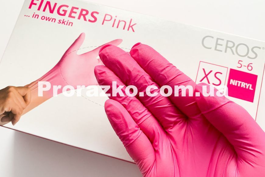 Нітрилові рукавички CEROS Fingers&reg;, XS (5-6), рожеві, 100 шт 1547426734 фото