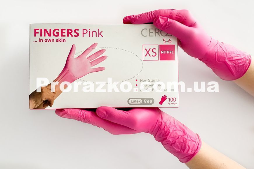 Нітрилові рукавички CEROS Fingers&reg;, XS (5-6), рожеві, 100 шт 1547426734 фото