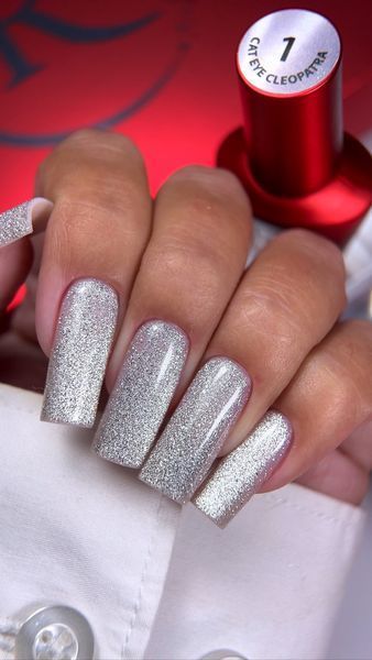 Гель-лак для ногтей с эффектом кошачьего глаза, Roks Cleopatra&nbsp;Cat Eye, №01, цвет: серебристо-платиновый, 6 мл 5902200000109 фото