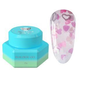 Гель камуфлюючий для нарощування нігтів, You Are Cute&nbsp;Builder Gel, №27, персиковий з сердечками, 15 мл 995-4909-1394 фото