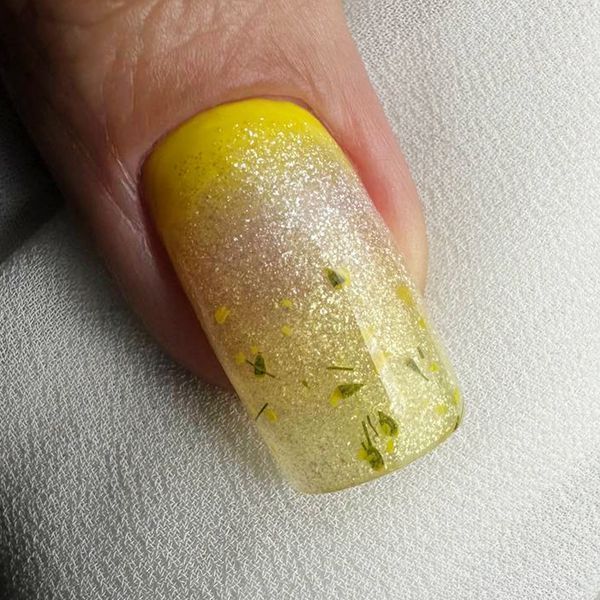 Гель для наращивания ногтей, PNB Builder Gel Flower, Marigold Mist, прозрачный с желтыми сухоцветами, 5 мл 3113955737 фото