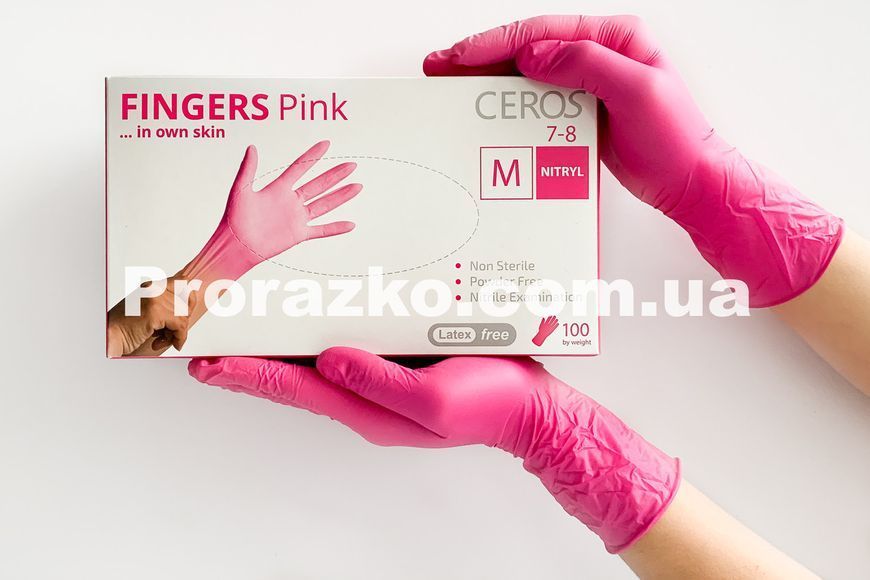 Нітрилові рукавички CEROS Fingers&reg;, M (7-8), рожеві, 100 шт 1550122190 фото