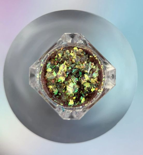 Блискітки сухі для дизайну нігтів,&nbsp;You Are Cute&nbsp;Magic Sparkles, №02, колір: зелено-золотистий хамелеон, 0.2 грам 469-4471 фото