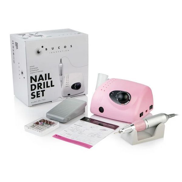 Фрезер для маникюра BUCOS&nbsp;Nail Drill ZS-705 PINK&nbsp;(35000/65W) + 6 улучшенных фрез, цвет: розовый 2964298675 фото