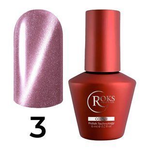Гель-лак для нігтів з ефектом котячого ока, Roks Cleopatra&nbsp;Cat Eye, №03, колір: рожево-малиновий, 6 мл 5902200000307 фото