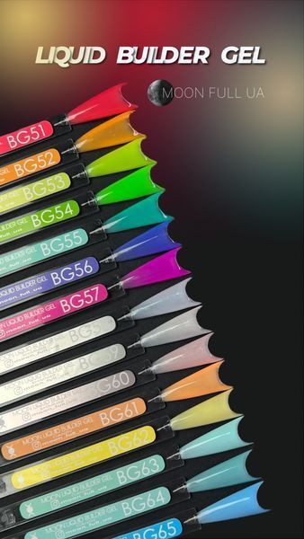 Гель рідкий для зміцнення та нарощування нігтів Moon Full Liquid Builder Gel, №BG54, салатовий, 15 мл 5905123023637 фото