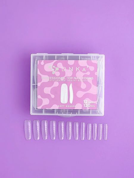 Верхні форми для нарощування нігтів DNKa Top Nail Forms, Soft&nbsp;Square (м'який квадрат), 120 шт 2760451564 фото