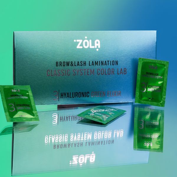 Склад для ламінування вій та брів в саше, ZOLA Hyaluronic Green Elixir Color Lab, №03, 3 х 1 мл 05677 фото