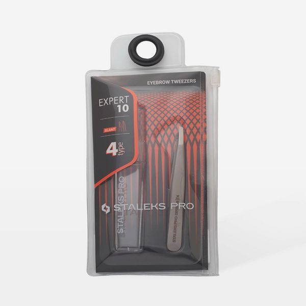Пінцет для брів Staleks Pro Expert 10 type 4 (вузькі&nbsp;скошені кромки) &ndash; TE-10/4 TE-10/4 фото