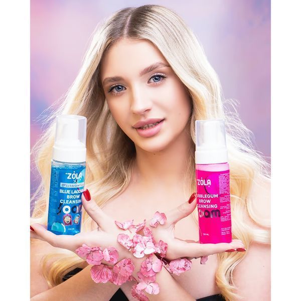 Пена очищающая для бровей, ZOLA Bubblegum Brow Cleansing, розовая, 150 мл 04829 фото