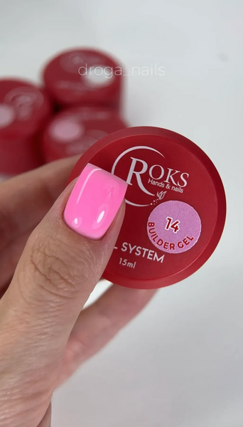 Гель камуфлюючий для нарощування нігтів, Roks Builder Gel, №14, цукерково-рожевий, 30 мл 5902000041470 фото