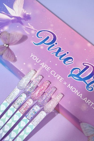 Гель камуфлюючий для нарощування нігтів, You Are Cute&nbsp;Builder Gel Pixie Dream, №31, рожевий з голографічними каміфубіками, 15 мл 995-4913-1398 фото