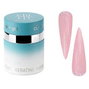 Гель камуфлюючий для нарощування нігтів, Cult Builder Gel Skin Edit, №006, насичено-рожевий з шиммером, 30 мл 1256 фото