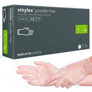Вінілові рукавички Mercator Medical Vinylex, S (6-7), прозорі, 100 шт 1718235179 фото