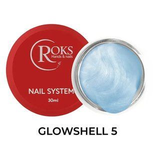 Гель камуфлюючий для нарощування нігтів, Roks Builder Gel Glowshell, №05, блакитний з перламутром, 30 мл 5903800000056 фото