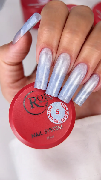 Гель камуфлюючий для нарощування нігтів, Roks Builder Gel Glowshell, №05, блакитний з перламутром, 30 мл 5903800000056 фото