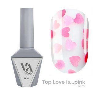 Топ для гель-лаку без липкого шару, Valeri Top Love is... Pink, прозорий з рожевими сердечками, 12 мл NVTL-Pink12 фото