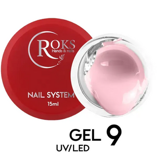 Гель камуфлюючий для нарощування нігтів, Roks Builder Gel, №09, ніжно-рожевий, 15 мл 5902000040299 фото