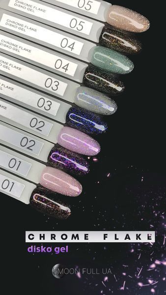 Гель-лак світловідбивний для нігтів Moon Full Chrome Flake Disco, №02, колір: фіолетовий з кольоровими блискітками, 8 мл 5908254192630 фото