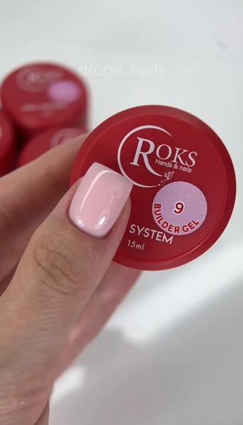 Гель камуфлюючий для нарощування нігтів, Roks Builder Gel, №09, ніжно-рожевий, 15 мл 5902000040299 фото