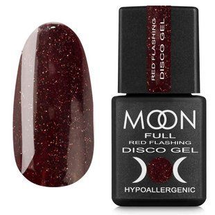 Гель-лак світловідбивний для нігтів Moon Full Red Flashing Disco, №FD09, колір: вишневий з шимером, 8 мл 5905123016981 фото