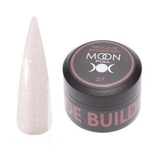 Гель камуфлюючий для нарощування нігтів Moon Full Brocade Builder Gel, №27, рожевий з блискітками, 30 мл 5905123023095 фото