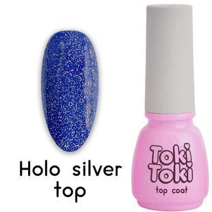Топ для гель-лака без липкого слоя, Toki-Toki Holo Silver Top, прозрачный c серебряным шиммером, 5 мл 2002601 фото