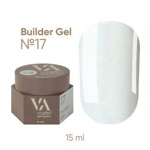 Гель камуфлюючий для нарощування нігтів, Valeri Builder Gel, №17, молочний з шиммером, 15 мл NVBG-017 фото