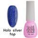 Топ для гель-лаку без липкого шару, Toki-Toki Holo Silver Top, прозорий з сріблястим шиммером, 5 мл 2002601 фото 1
