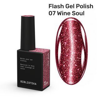 Гель-лак світловідбивний для нігтів, BIBLIOTEKA Flash, №07&nbsp;Wine Soul, колір: бордовий, 10 мл 00-00005292 фото