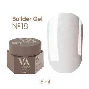 Гель камуфлюючий для нарощування нігтів, Valeri Builder Gel, №18, молочно-рожевий з шиммером, 15 мл NVBG-018 фото